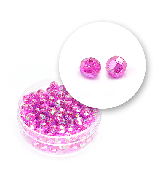 Perle sfaccettate plastica colore AB (11 g) Ø 5 mm - Viola