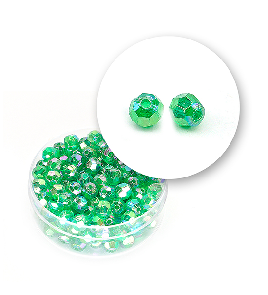 Perle sfaccettate plastica colore AB (11 g) Ø 5 mm - Verde - Clicca l'immagine per chiudere