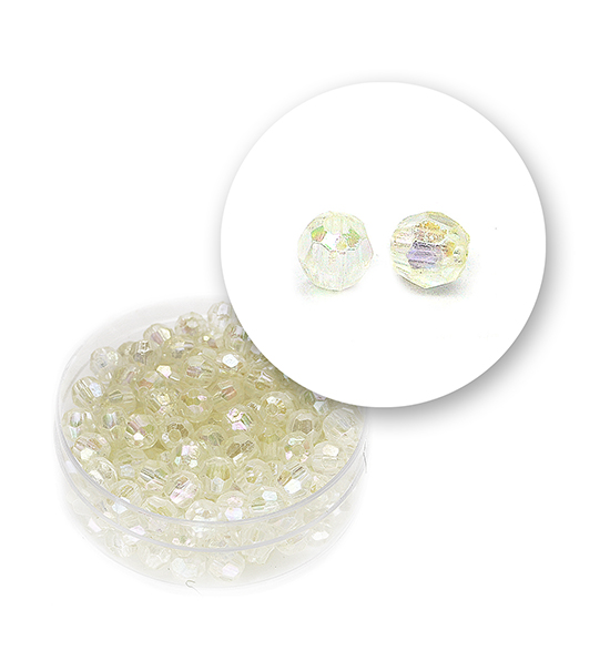 Perle sfaccettate plastica colore AB (11 g) Ø 5 mm - Trasparente - Clicca l'immagine per chiudere