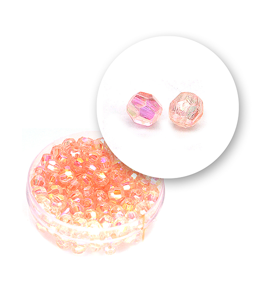 Perle sfaccettate plastica colore AB (11 g) Ø 5 mm - Rosa