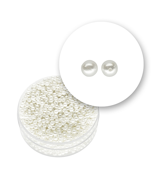 Perla "esférico" (9,3 gramos) de Ø 3 mm - Blanco Perlado