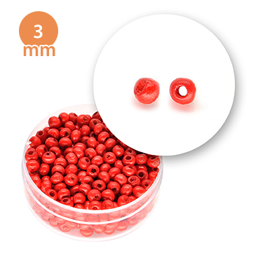 Perla tonda in legno colorata (7,7 grammi) 3 mm ø - Rosso