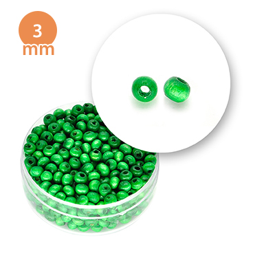 Perla tonda in legno colorata (7,7 grammi) 3 mm ø - Verde