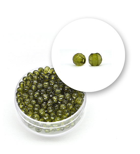 Transparent faceted beads (11 grams) Ø 4 mm - Light green