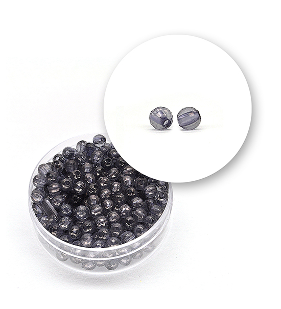Transparent faceted beads (11 grams) Ø 4 mm - Grey