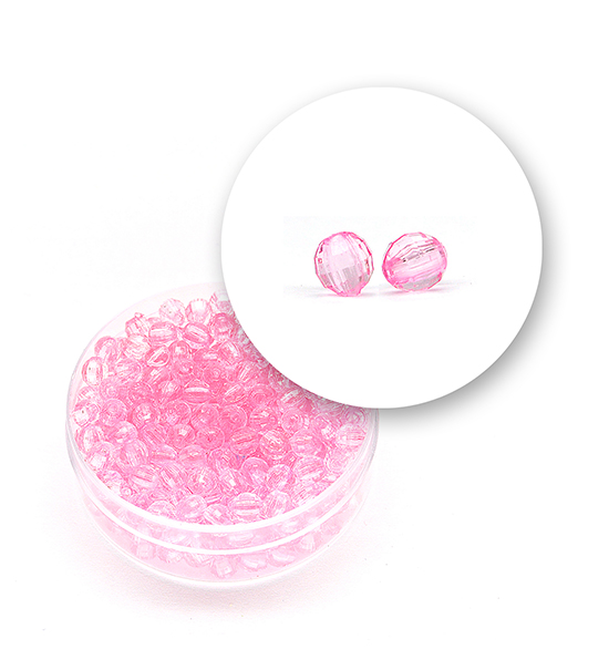 Transparent faceted beads (11 grams) Ø 4 mm - Pink