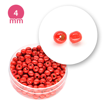Perla tonda in legno colorata (7,5 grammi) 4 mm ø - Rosso