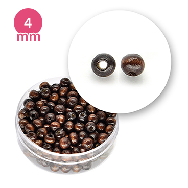 Perla tonda in legno colorata (7,5 grammi) 4 mm ø - Marrone - Clicca l'immagine per chiudere