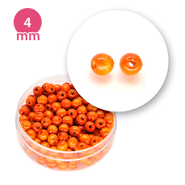 Perla tonda in legno colorata (7,5 grammi) 4 mm ø - Arancione
