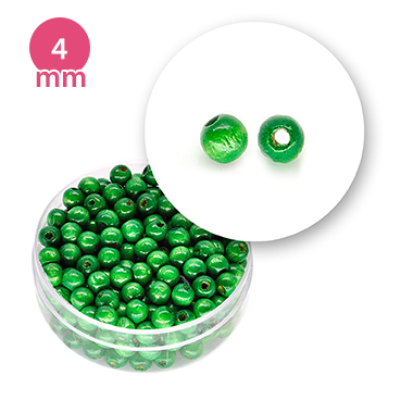 Perla tonda in legno colorata (7,5 grammi) 4 mm ø - Verde