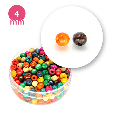 Perla tonda in legno colorata (7,5 grammi) 4 mm ø - Mixcolor - Clicca l'immagine per chiudere