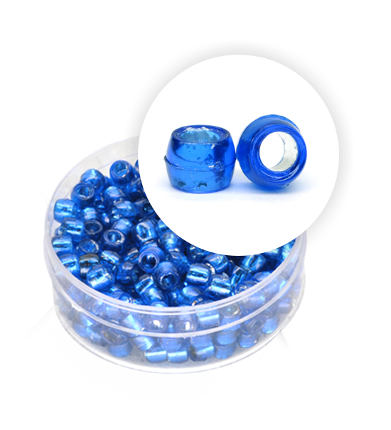 Plastic beads with silver core (about 8 g) 4 mm ø - Blue