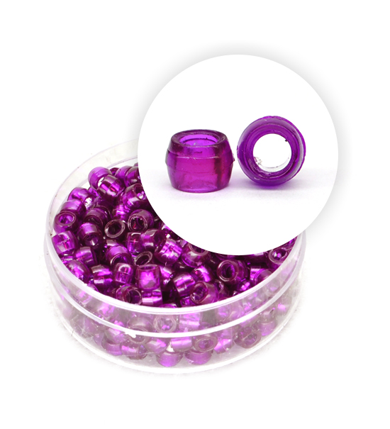 Plastic beads with silver core (about 8 g) 4 mm ø - Purple