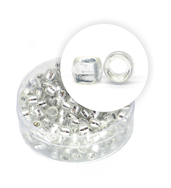 Perlas de plástico alma de plata (acerca 8 g) 4 mm ø - Plata