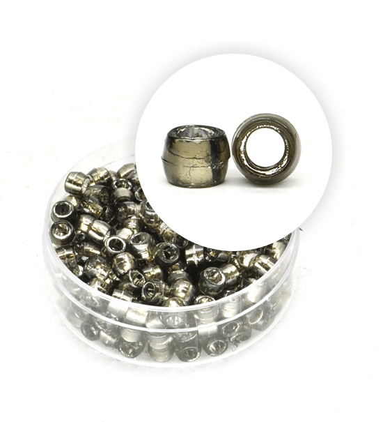 Perlas de plástico alma de plata (acerca 8 g) 4 mm ø - Negro