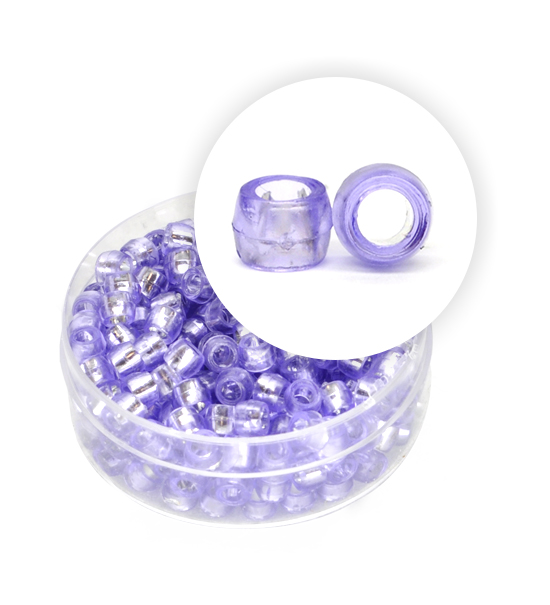 Plastic beads with silver core (about 8 g) 4 mm ø - Lilac