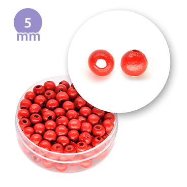 Perla tonda in legno colorata (7 grammi) 5 mm ø - Rosso