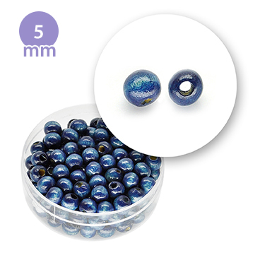 Perla tonda in legno colorata (7 grammi) 5 mm ø - Blu