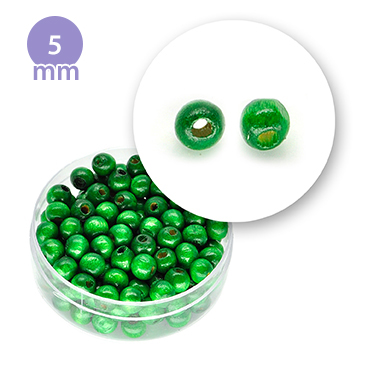Perla tonda in legno colorata (7 grammi) 5 mm ø - Verde