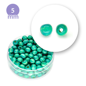 Perla tonda in legno colorata (7 grammi) 5 mm ø - Turchese - Clicca l'immagine per chiudere