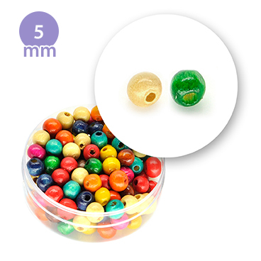 Perla tonda in legno colorata (7 grammi) 5 mm ø - Mixcolor
