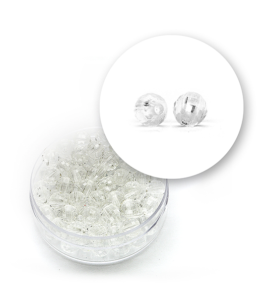 Perlas facetadas transparente (12 gramos) Ø 6 mm - Blanco
