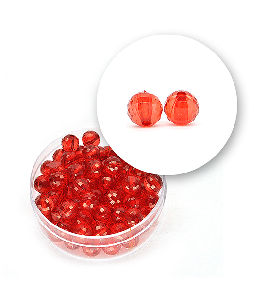 Transparent faceted beads (12 grams) Ø 6 mm - Red
