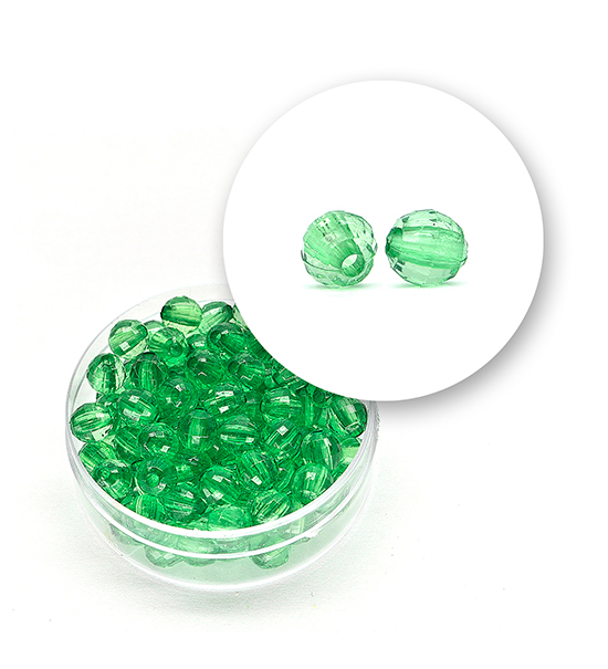 Transparent faceted beads (12 grams) Ø 6 mm - Dark green