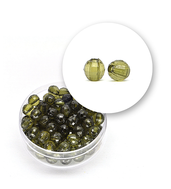 Transparent faceted beads (12 grams) Ø 6 mm - Light green