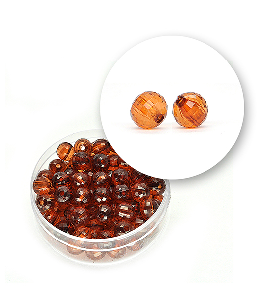Perle sfaccettate trasparenti (12 grammi) Ø 6 mm - Marrone