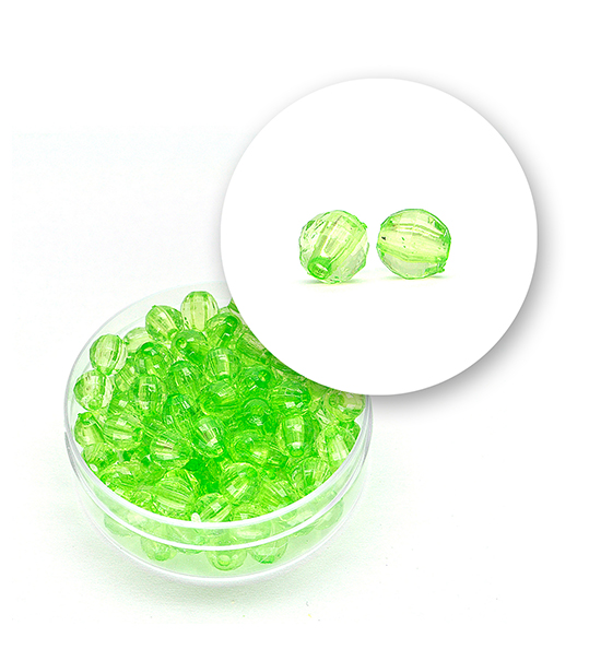 Transparent faceted beads (12 grams) Ø 6 mm - Green