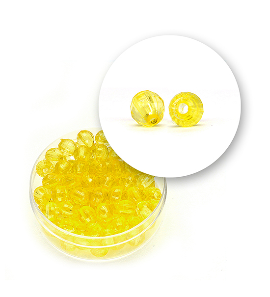 Transparent faceted beads (12 grams) Ø 6 mm - Yellow
