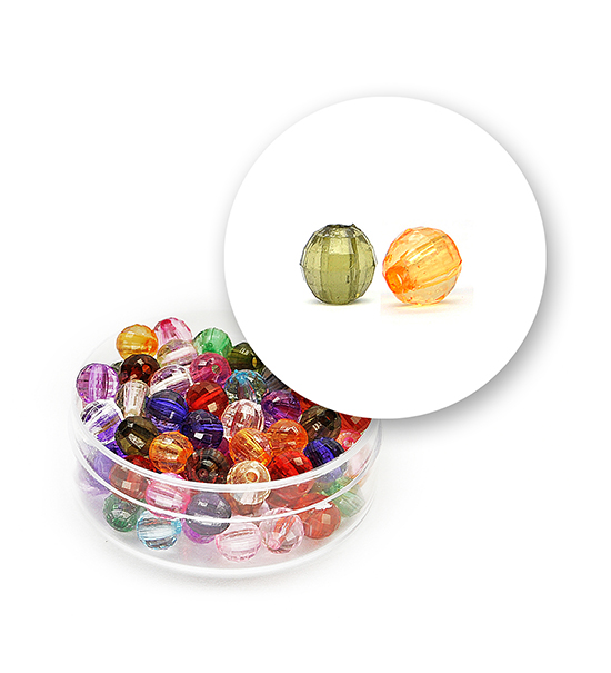 Transparent faceted beads (12 grams) Ø 6 mm - Multicolor
