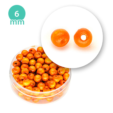 Perla tonda in legno colorata (6,6 grammi) 6 mm ø - Arancione - Clicca l'immagine per chiudere