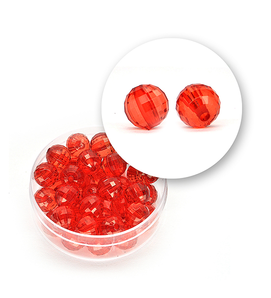 Perle sfaccettate trasparenti (11,3 grammi) Ø 8 mm - Rosso - Clicca l'immagine per chiudere