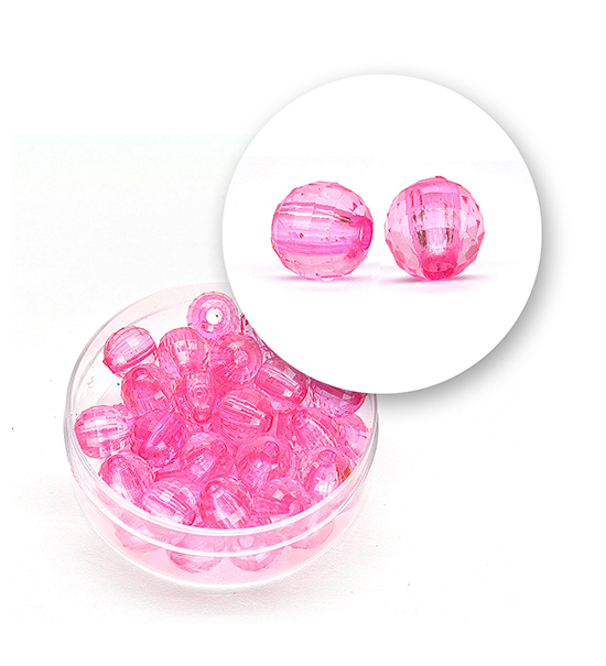 Perle sfaccettate trasparenti (11,3 grammi) Ø 8 mm - Fuxia
