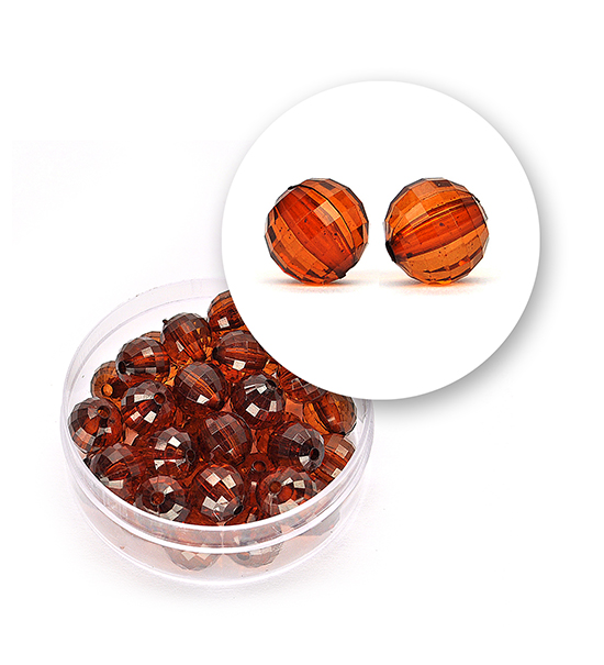 Perle sfaccettate trasparenti (11,3 grammi) Ø 8 mm - Marrone - Clicca l'immagine per chiudere