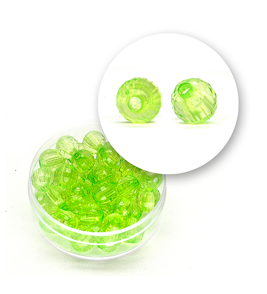 Transparent faceted beads (11.3 g) 8 mm - Green