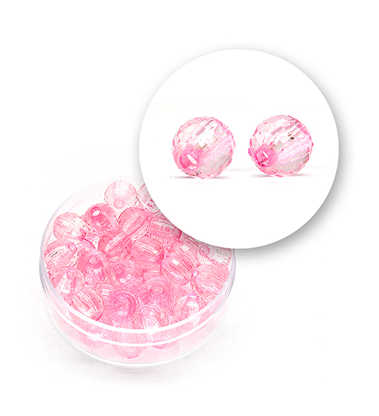 Perle sfaccettate trasparenti (11,3 grammi) Ø 8 mm - Rosa - Clicca l'immagine per chiudere