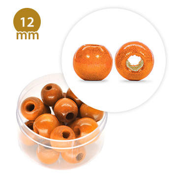Perla tonda in legno colorata (11,7 grammi) 12 mm ø - Arancione