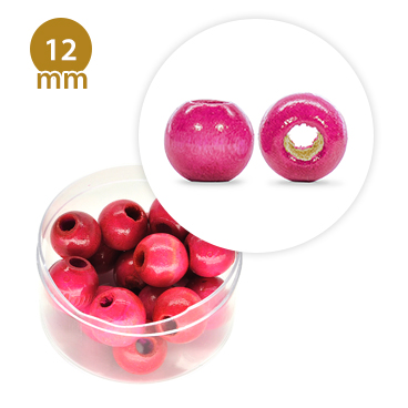 Perla tonda in legno colorata (11,7 grammi) 12 mm ø - Fuxia - Clicca l'immagine per chiudere