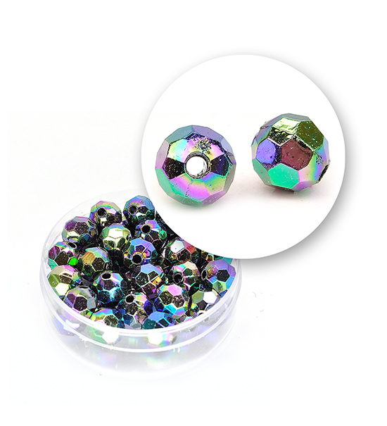 Perle sfaccettata plastica colore AB (9 g) Ø 8 mm - Scarabeo