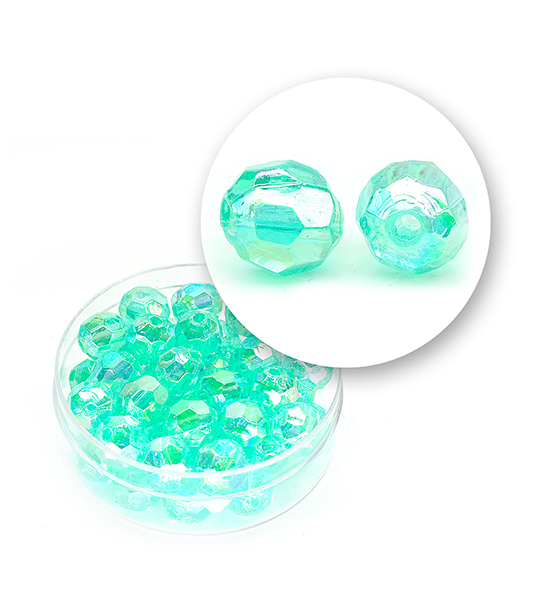 Perle sfaccettata plastica colore AB (9 g) Ø 8 mm - Verde chiaro - Clicca l'immagine per chiudere