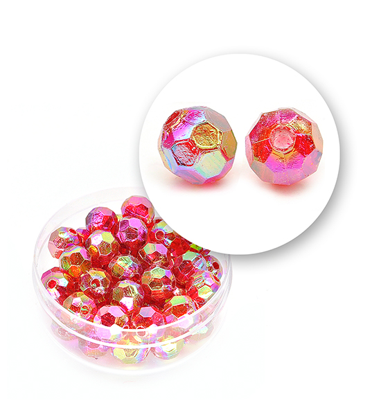 Perle sfaccettata plastica colore AB (9 g) Ø 8 mm - Rosso