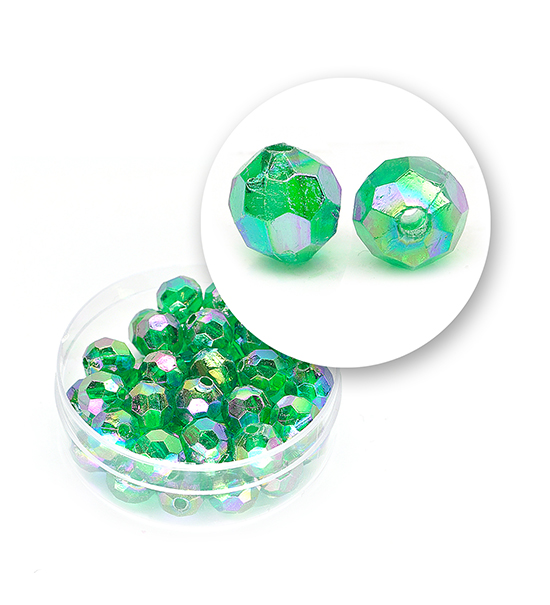 Perle sfaccettata plastica colore AB (9 g) Ø 8 mm - Verde - Clicca l'immagine per chiudere