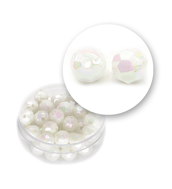 Perle sfaccettata plastica colore AB (9 g) Ø 8 mm - Bianco