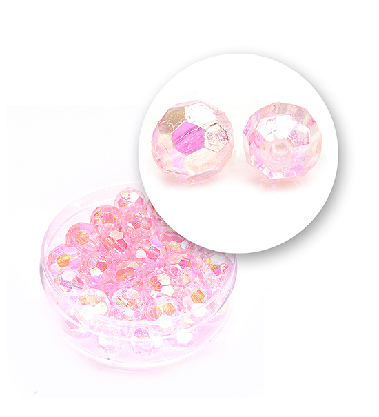 Perle sfaccettata plastica colore AB (9 g) Ø 8 mm - Rosa