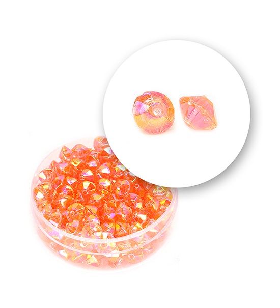 With faceted diamonds. AB (11 grams) 6x4 mm - Orange
