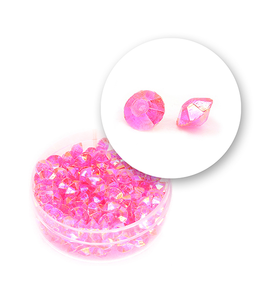 Faceted diamonds beads col. AB (11 grams) 6x4 mm - Fuchsia