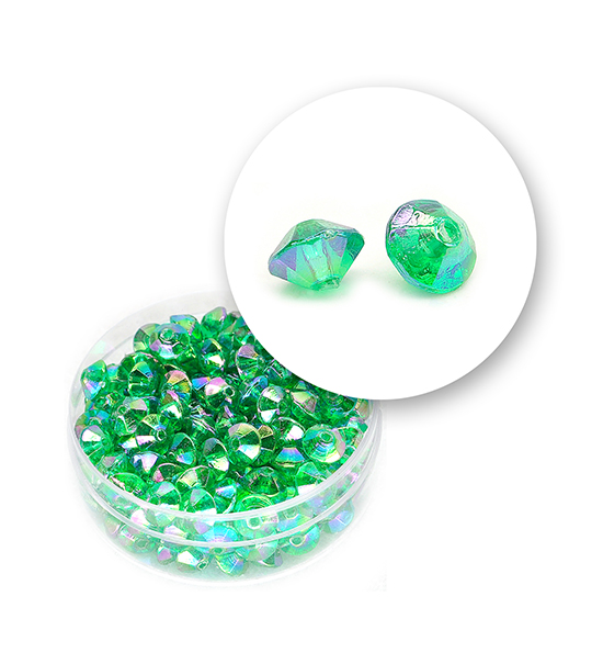 Faceted diamonds col. AB (11 grams) 6x4 mm - Green